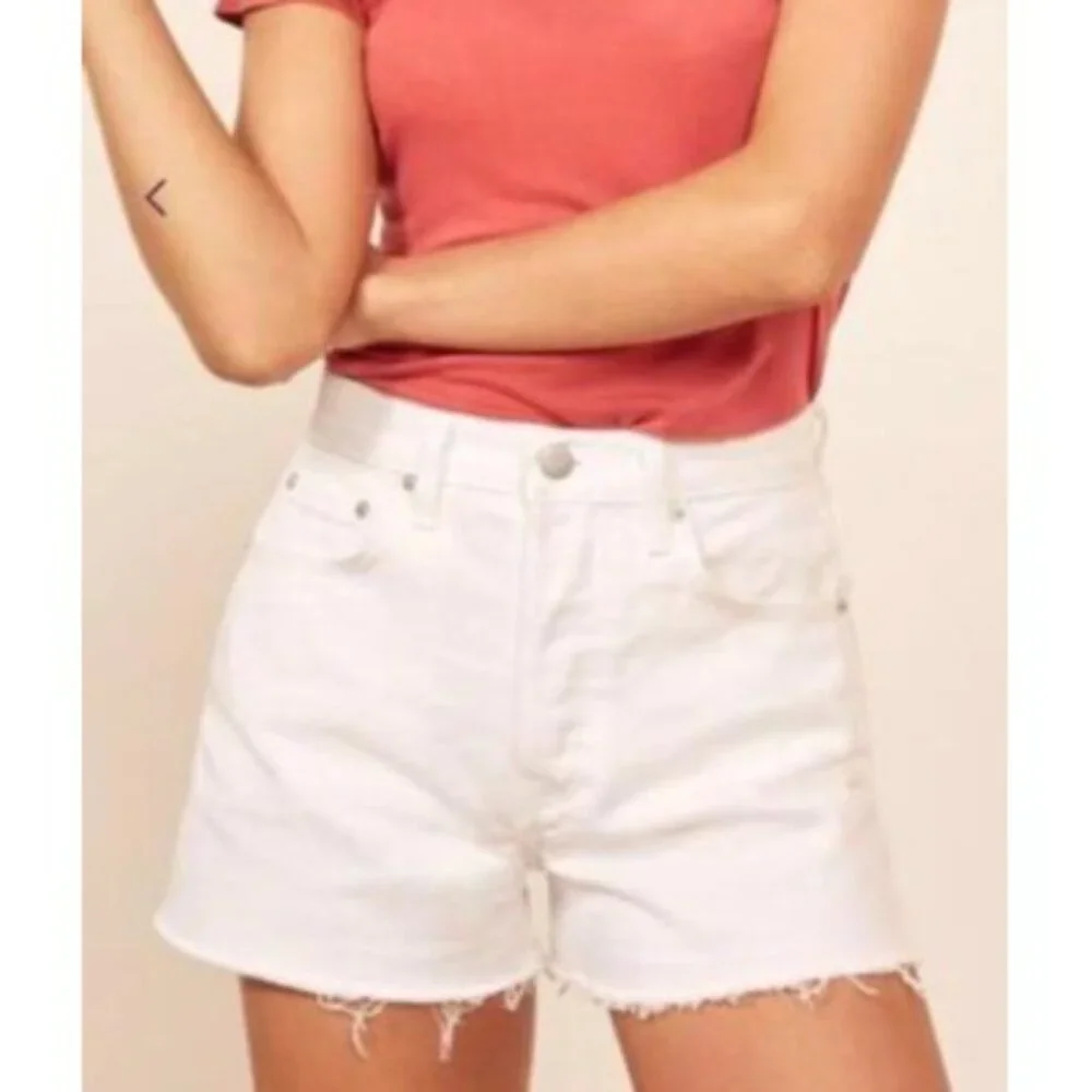 Reformation Dixie High Rise White Jean Shorts Size 26 100 Cotton Made In USA NEW - Picture 9 of 9